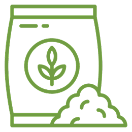 Organic fertilizer bag with leaf symbol.